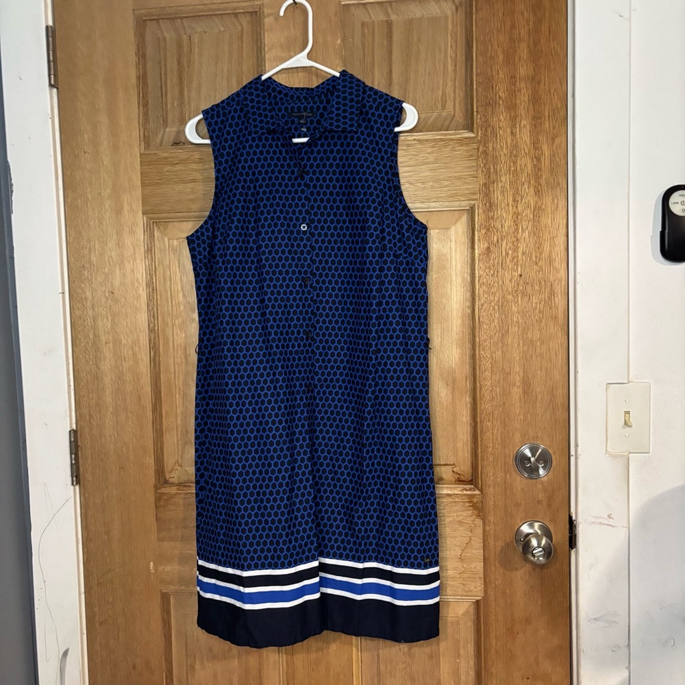 Tommy Hilfiger Blue and Black Geometric Sleeveless Drees size L